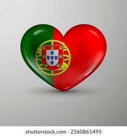 3d heart background with flag of Portugal. An element of impact for the use you want to make of it.