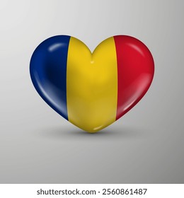 3d heart background with flag of Romania. An element of impact for the use you want to make of it.