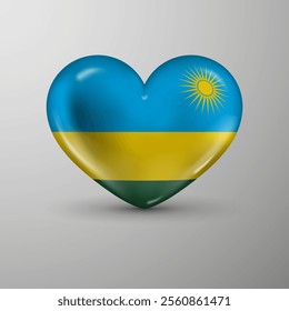 3d heart background with flag of Rwanda. An element of impact for the use you want to make of it.
