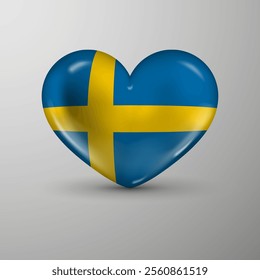 3d heart background with flag of Sweden. An element of impact for the use you want to make of it.