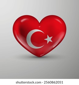 3d heart background with flag of Turkey. An element of impact for the use you want to make of it.