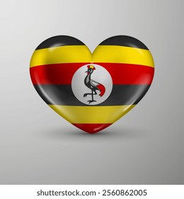 3d heart background with flag of Uganda. An element of impact for the use you want to make of it.
