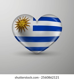 3d heart background with flag of Uruguay. An element of impact for the use you want to make of it.