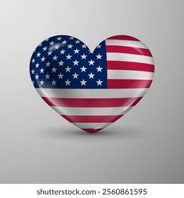 3d heart background with flag of Usa. An element of impact for the use you want to make of it.