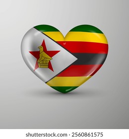 3d heart background with flag of Zimbabwe. An element of impact for the use you want to make of it.