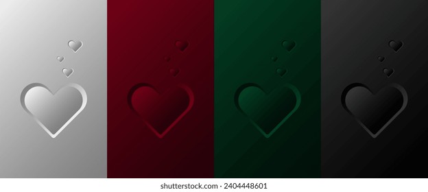 3D heart, background white, red, green, black.