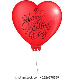3D Heart Balloon isolated on White Background, Vector illustration Red  Heart Shape frying, Concept for Valentines Day Greeting Card