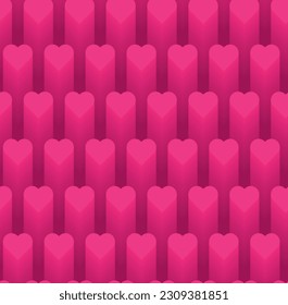 3D heart blend seamless pattern. Repeatable vector design for wrapping, stationery and fabric. Love concept.