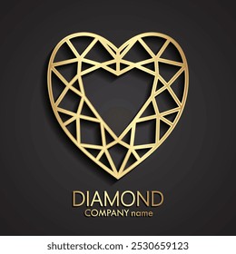 Logotipo de oro en forma de diamante en 3D