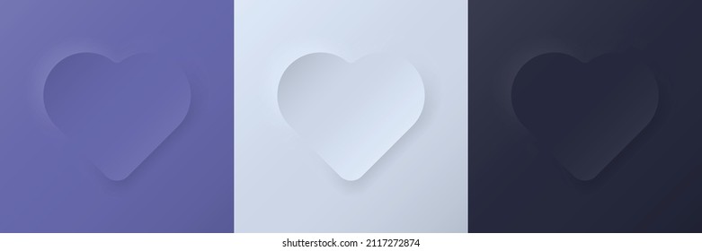 3d heart frame background with monochrome scheme based on color of the year 2022