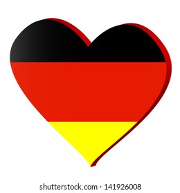 3d heart with a German flag. Vector illustration