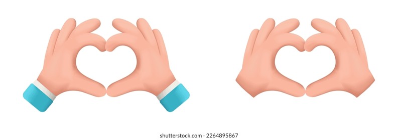3D Heart Hands design. High quality isolated on a white background. Heart emoji set. Social media emojis. Simple, vector, printed on paper. icon for website design, and mobile app.