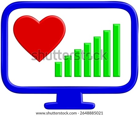 3D Heart Health Monitor - Medical Display Icon