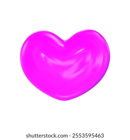 3D heart hologram gradient. 3d y2k chrome metal heart. Render vector holographic