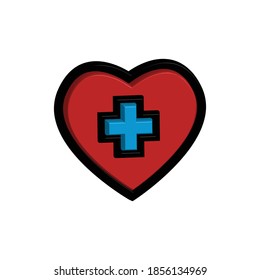 3d heart icon with health symbol. design vector illustration