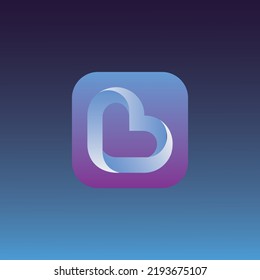 Icono de corazón 3D para aplicaciones móviles, inspiración de diseño móvil, logotipo de corazón 3D para aplicaciones móviles, icono de Lover para aplicaciones móviles
