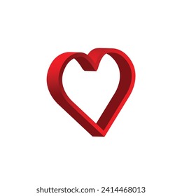 3d heart icon on white background isolated closeup, love symbol, wedding invitation, greeting card decorative design element, icon, illustration.