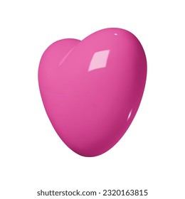 3D heart icon. Realistic glossy pink illustration on a white background. Vector 10 EPS.