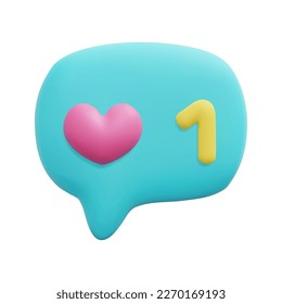 3d corazón como en el vector de icono de chat de burbujas. Aislado sobre fondo blanco. 3 d concepto de corazón, amor y valentina. Dibujo de estilo mínimo. Ilustración del vector del icono del corazón 3d.