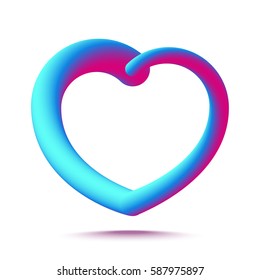 3D heart logo isolated on white background. Vector illustration