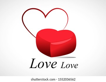 3D Heart Logo Vector For Valentine Day - Isolated On Gray Background -Vector Illustration. Heart Icon For Wedding, Label, Banner, Symbol, Love Icon And Logo Design. Modern Heart Logo. Trendy Love Icon