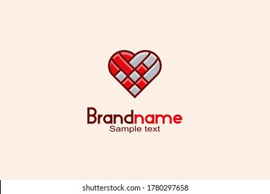 3D Heart logo , woven art design concept, creative elegant and modern logo.