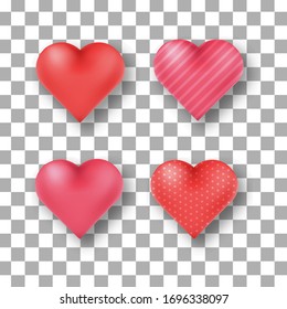 3d heart love shape on transparent background