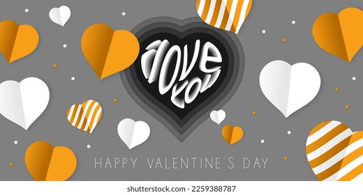 3d heart with I love you. Happy Valentine's day poster.