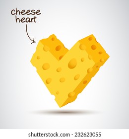 3D heart made from cheese with some shadow