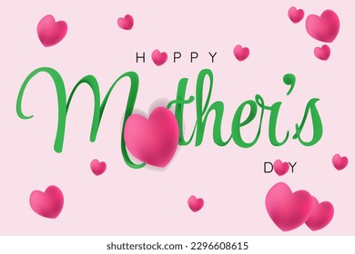 3D heart minimal elegant background for mothers day celebration happy mothers day poster for card in vector illustration and background