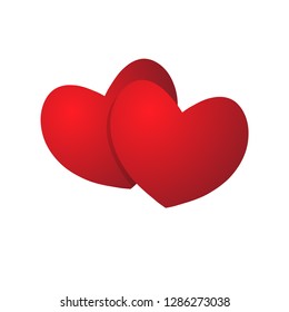 3d heart pair vector design illustration. 2 Love heart beautiful red heart.