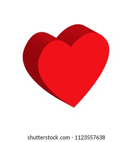 3D heart in perspective on a white background