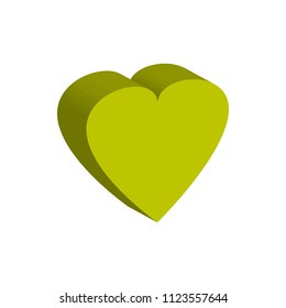 3D heart in perspective on a white background