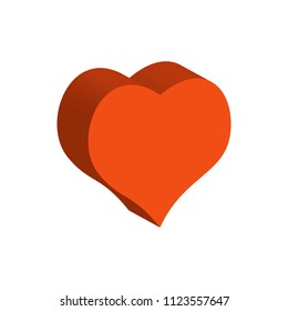 3D heart in perspective on a white background