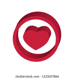 3D heart in perspective on a white background