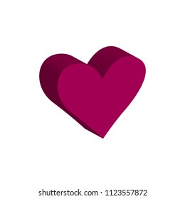 3D heart in perspective on a white background