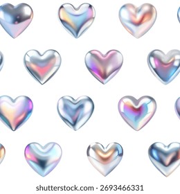 3d heart seamless pattern. Valentine's day heart texture on white background
