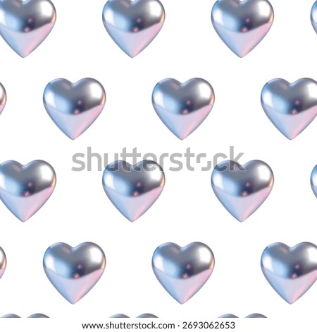 3d heart seamless pattern. Valentines day heart texture on white background