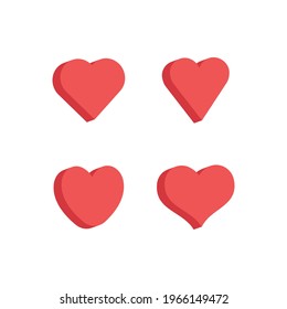 3d heart set, flat style design. Love symbol for valentine's day.
