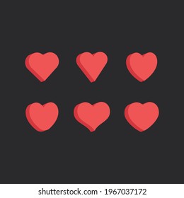 3d heart set, flat style design. Love symbol for valentine's day.