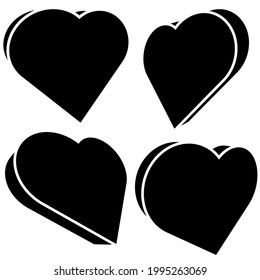 3D Heart shape as affection,  love, fondness icon and logo