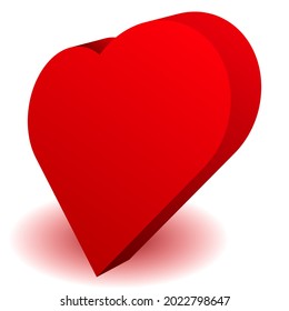 3D Heart shape as affection,  love, fondness icon and logo
