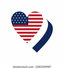 3d heart shape american flag design, Independence Day, happy Memorial Day, patriotic themed illustration