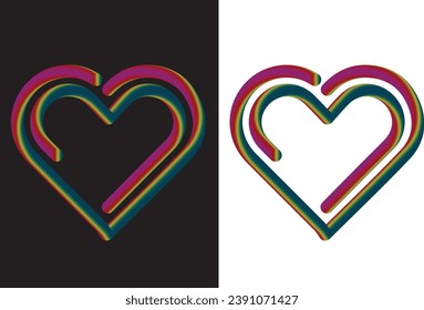 3D Heart shape balloons popping out from smartphone surrounded by confetti and love icon message on pink purple gradient background. Suitable for Valentine's Day
