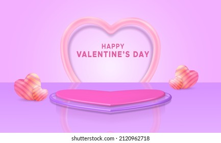 3d heart shape podium display valentines day for product presentation	
