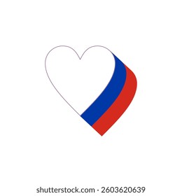 3D heart shape, Russian flag, patriotic Russian flag heart shape design vector.