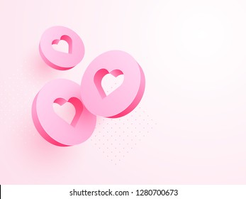 3D heart shapes on pink background for Valentine's Day celebration.