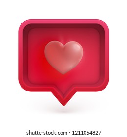 3D heart in a speech bubble, vector illustration