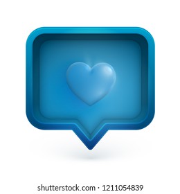3D heart in a speech bubble, vector illustration