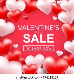 3d Heart Valentine Banner Promotion Vector Stock Vector (Royalty Free ...